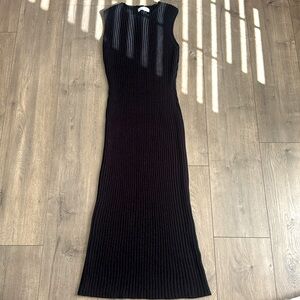 OAK + FORT Black Ribbed Sleeveless Sweater Dress Size Small